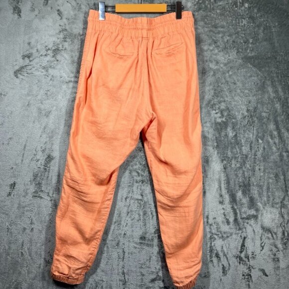 Athleta Cabo Linen Jogger Womens Size 8 Orange Peach Summer Zipped Pockets - Picture 7 of 11